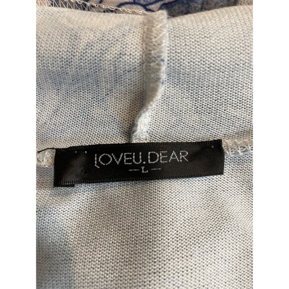 Love U Dear Womens Size Large Blue & White Floral Hoodie - Picture 8 of 10